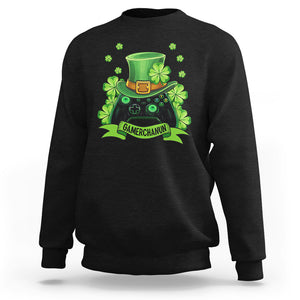 St. Patrick's Day Sweatshirt Gamerchaun Video Game Funny Lucky Gamer TS09 Black Printyourwear