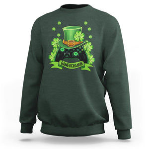 St. Patrick's Day Sweatshirt Gamerchaun Video Game Funny Lucky Gamer TS09 Dark Forest Green Printyourwear