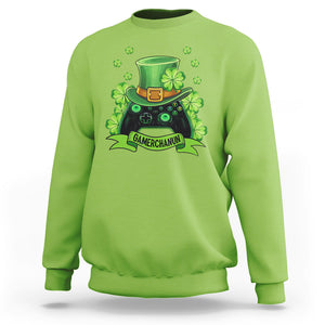 St. Patrick's Day Sweatshirt Gamerchaun Video Game Funny Lucky Gamer TS09 Lime Printyourwear