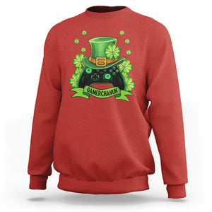 St. Patrick's Day Sweatshirt Gamerchaun Video Game Funny Lucky Gamer TS09 Red Printyourwear