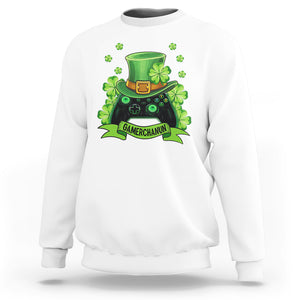 St. Patrick's Day Sweatshirt Gamerchaun Video Game Funny Lucky Gamer TS09 White Printyourwear