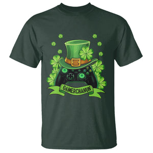 St. Patrick's Day T Shirt Gamerchaun Video Game Funny Lucky Gamer TS09 Dark Forest Green Printyourwear