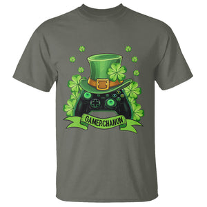 St. Patrick's Day T Shirt Gamerchaun Video Game Funny Lucky Gamer TS09 Military Green Printyourwear