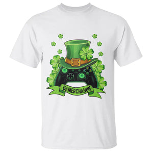 St. Patrick's Day T Shirt Gamerchaun Video Game Funny Lucky Gamer TS09 White Printyourwear