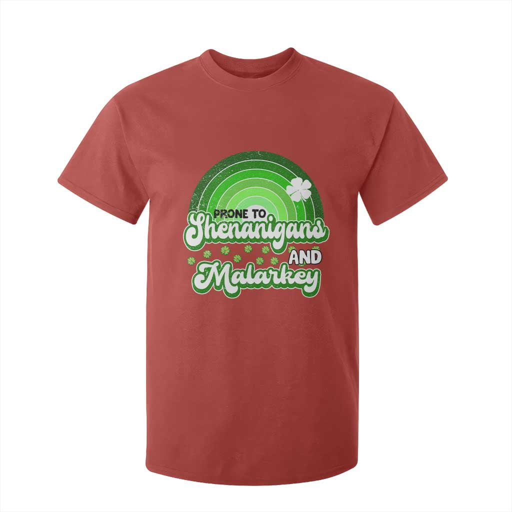 Funny St Patrick's Day T Shirt For Kid Prone To Shenanigans And Malarkey TS09 Red Print Your Wear