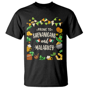 St. Patrick's Day T Shirt Funny Prone To Shenanigans And Malarkey TS09 Black Printyourwear