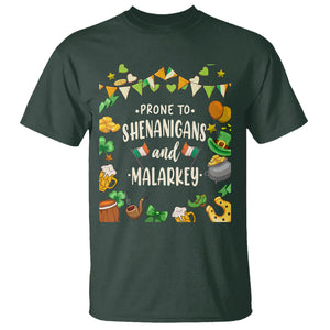 St. Patrick's Day T Shirt Funny Prone To Shenanigans And Malarkey TS09 Dark Forest Green Printyourwear