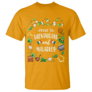 St. Patrick's Day T Shirt Funny Prone To Shenanigans And Malarkey TS09 Gold Printyourwear