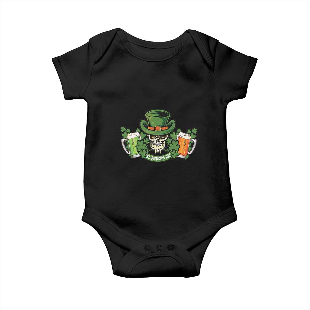 St Patrick's Day Baby Onesie Irish Beer Funny Skeleton Drinking TS09 Black Print Your Wear