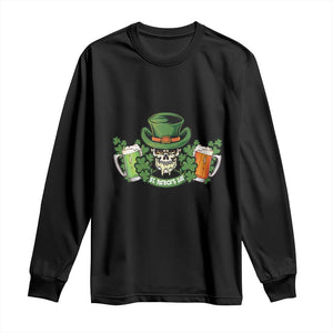 St Patrick's Day Long Sleeve Shirt Irish Beer Funny Skeleton Drinking TS09 Black Print Your Wear