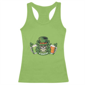 St Patrick's Day Racerback Tank Top Irish Beer Funny Skeleton Drinking TS09 Lime Print Your Wear