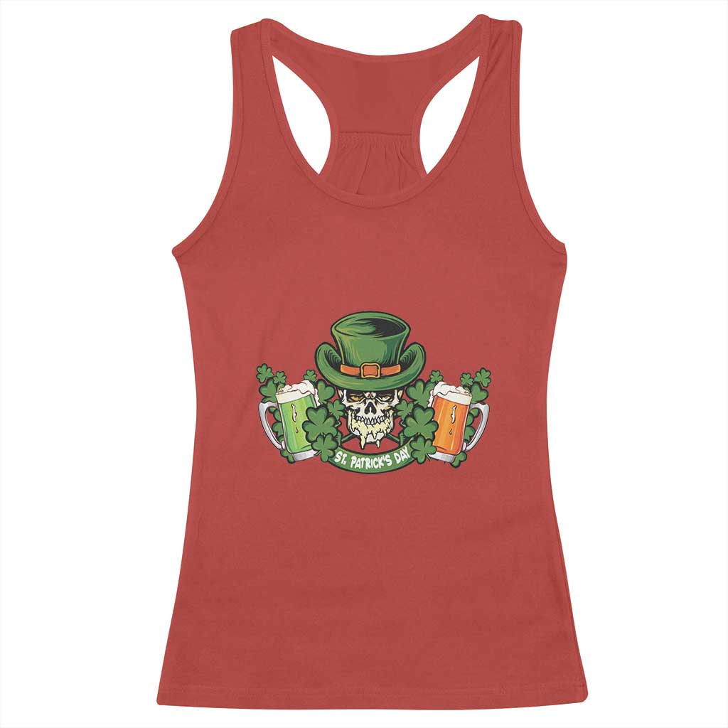 St Patrick's Day Racerback Tank Top Irish Beer Funny Skeleton Drinking TS09 Red Print Your Wear