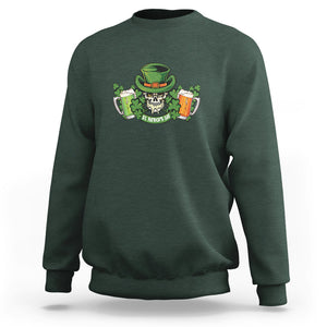 St. Patrick's Day Sweatshirt Irish Beer Funny Skeleton Drinking TS09 Dark Forest Green Printyourwear