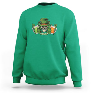 St. Patrick's Day Sweatshirt Irish Beer Funny Skeleton Drinking TS09 Irish Green Printyourwear