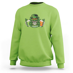 St. Patrick's Day Sweatshirt Irish Beer Funny Skeleton Drinking TS09 Lime Printyourwear