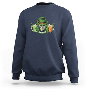 St. Patrick's Day Sweatshirt Irish Beer Funny Skeleton Drinking TS09 Navy Printyourwear