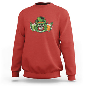 St. Patrick's Day Sweatshirt Irish Beer Funny Skeleton Drinking TS09 Red Printyourwear