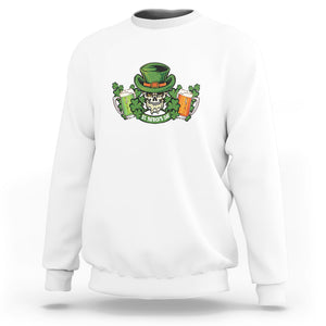 St. Patrick's Day Sweatshirt Irish Beer Funny Skeleton Drinking TS09 White Printyourwear