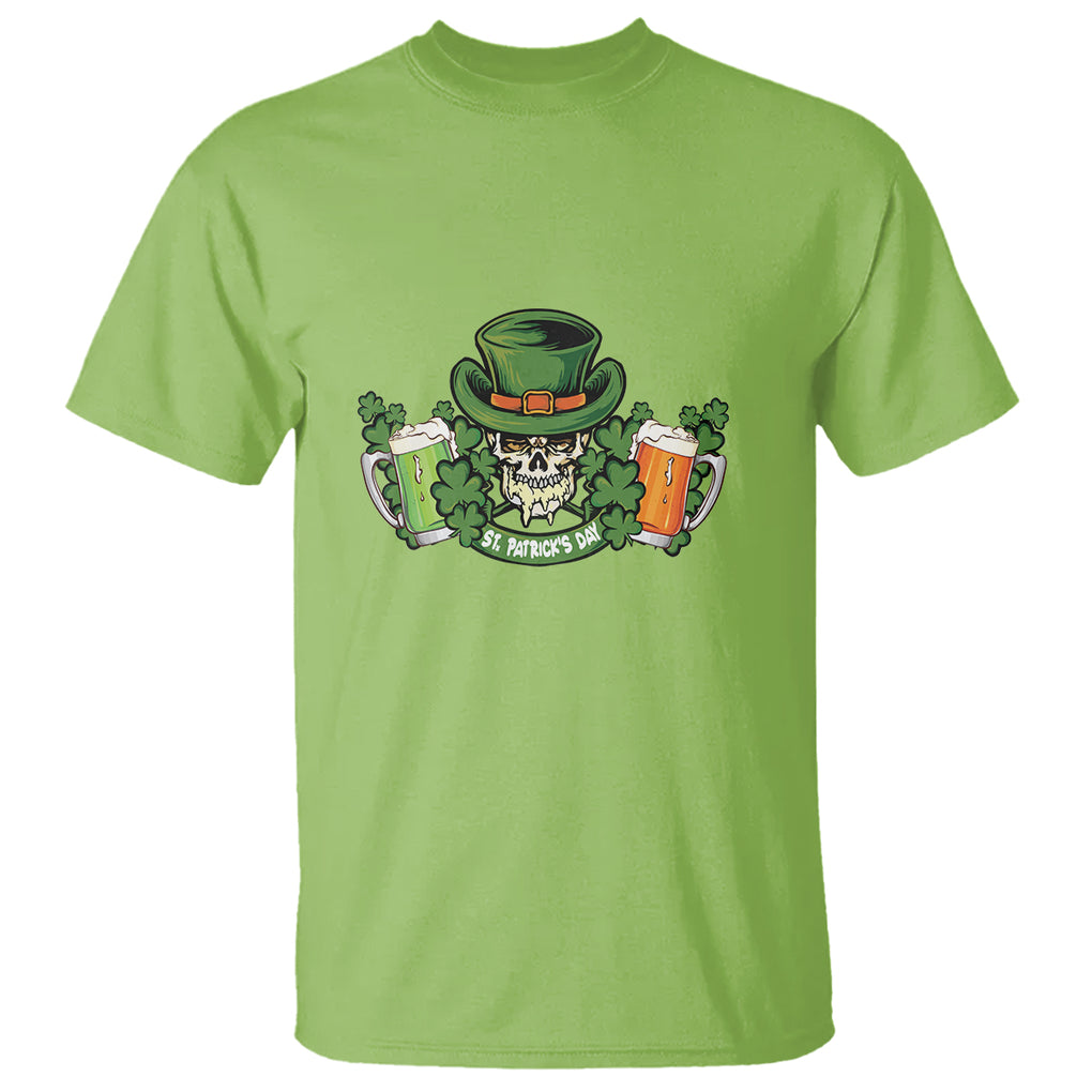 St. Patrick's Day T Shirt Irish Beer Funny Skeleton Drinking TS09 Lime Printyourwear