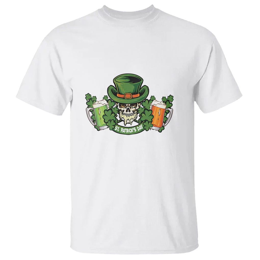 St. Patrick's Day T Shirt Irish Beer Funny Skeleton Drinking TS09 White Printyourwear