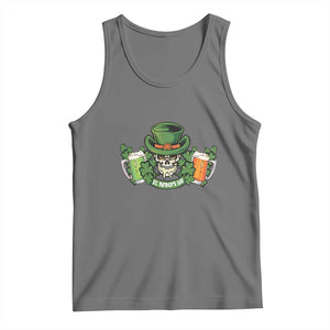 St Patrick's Day Tank Top Irish Beer Funny Skeleton Drinking TS09 Black Heather Print Your Wear