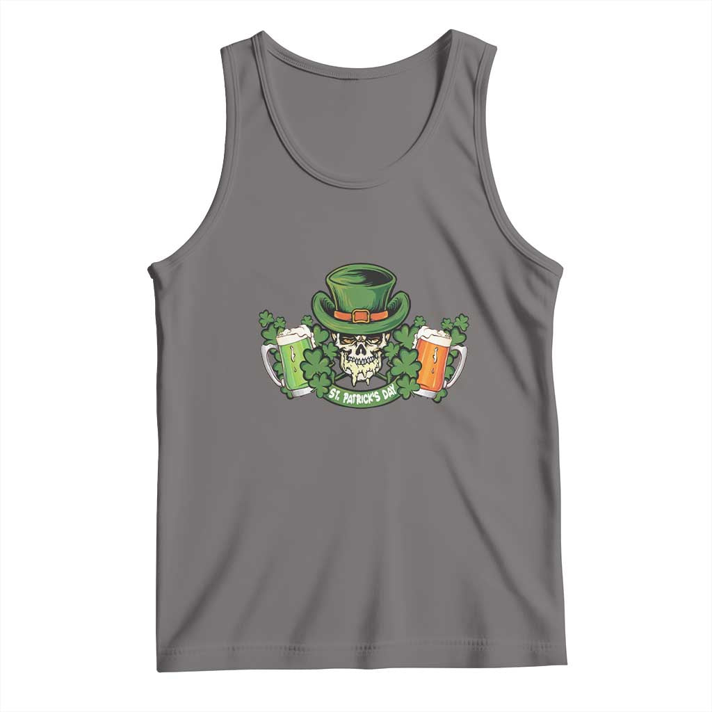 St Patrick's Day Tank Top Irish Beer Funny Skeleton Drinking TS09 Deep Heather Print Your Wear