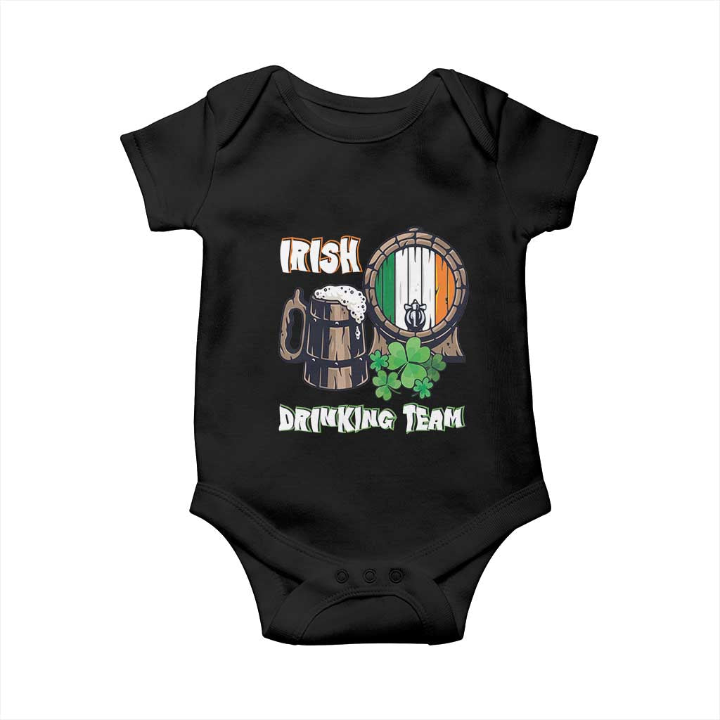 St Patrick's Day Baby Onesie Beer Drinking Team Ireland Flag TS09 Black Print Your Wear