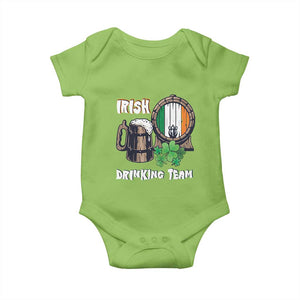 St Patrick's Day Baby Onesie Beer Drinking Team Ireland Flag TS09 Lime Print Your Wear