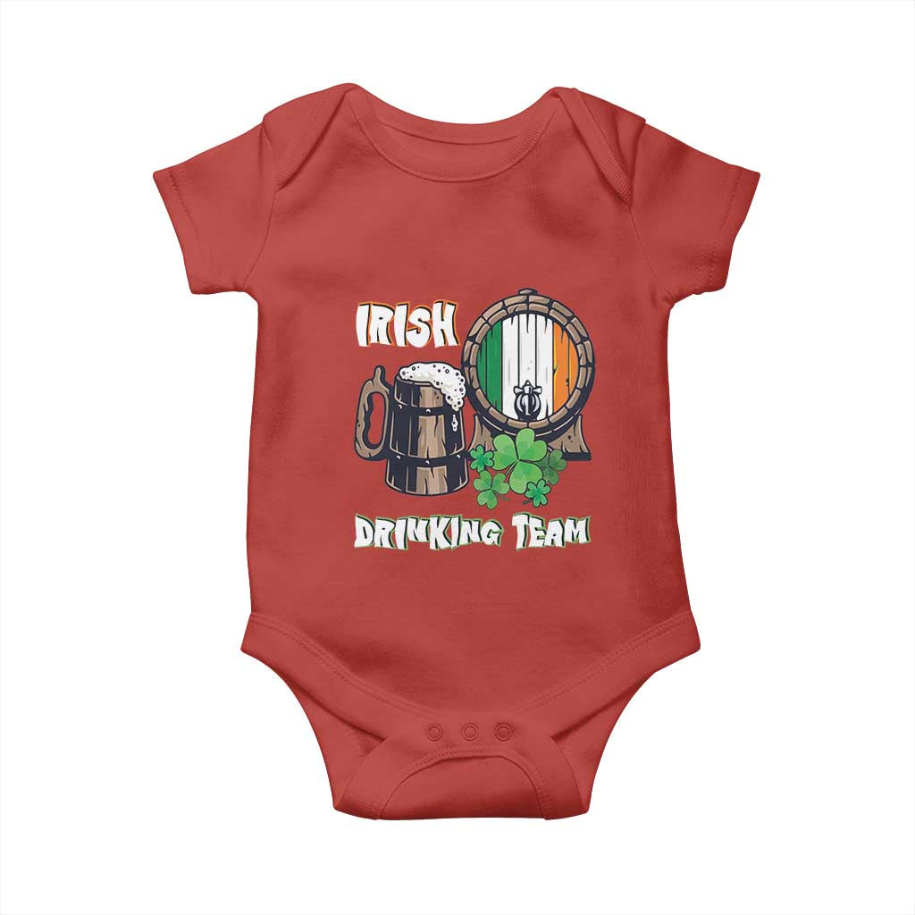 St Patrick's Day Baby Onesie Beer Drinking Team Ireland Flag TS09 Red Print Your Wear