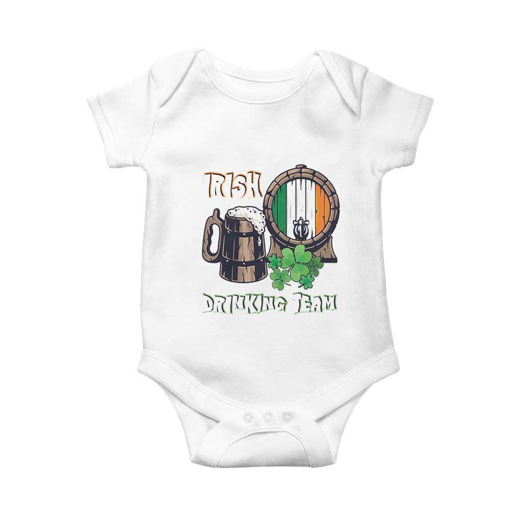 St Patrick's Day Baby Onesie Beer Drinking Team Ireland Flag TS09 White Print Your Wear
