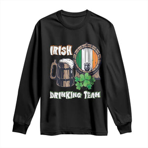 St Patrick's Day Long Sleeve Shirt Beer Drinking Team Ireland Flag TS09 Black Print Your Wear