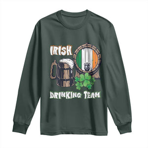 St Patrick's Day Long Sleeve Shirt Beer Drinking Team Ireland Flag TS09 Dark Forest Green Print Your Wear