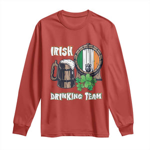 St Patrick's Day Long Sleeve Shirt Beer Drinking Team Ireland Flag TS09 Red Print Your Wear