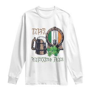 St Patrick's Day Long Sleeve Shirt Beer Drinking Team Ireland Flag TS09 White Print Your Wear