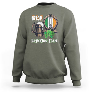 St. Patrick's Day Sweatshirt Beer Drinking Team Ireland Flag TS09 Military Green Printyourwear