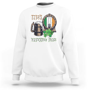 St. Patrick's Day Sweatshirt Beer Drinking Team Ireland Flag TS09 White Printyourwear