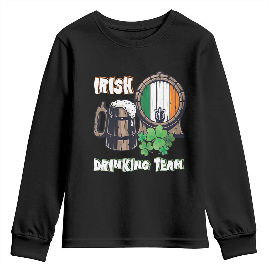 St Patrick's Day Youth Sweatshirt Beer Drinking Team Ireland Flag TS09 Black Print Your Wear
