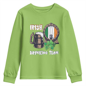 St Patrick's Day Youth Sweatshirt Beer Drinking Team Ireland Flag TS09 Lime Print Your Wear