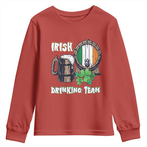 St Patrick's Day Youth Sweatshirt Beer Drinking Team Ireland Flag TS09 Red Print Your Wear