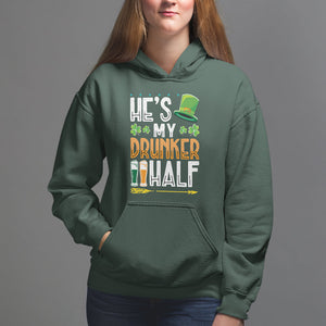 St. Patrick's Day Couple Matching Hoodie He's My Drunker Half TS09 Dark Forest Green Printyourwear