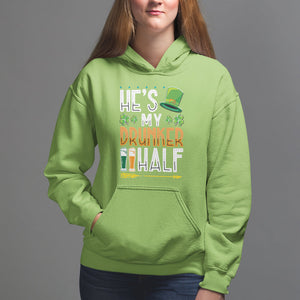 St. Patrick's Day Couple Matching Hoodie He's My Drunker Half TS09 Lime Printyourwear