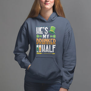 St. Patrick's Day Couple Matching Hoodie He's My Drunker Half TS09 Navy Printyourwear