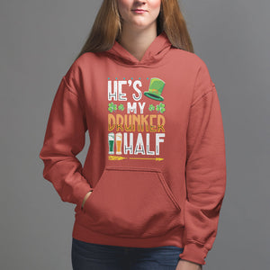 St. Patrick's Day Couple Matching Hoodie He's My Drunker Half TS09 Red Printyourwear