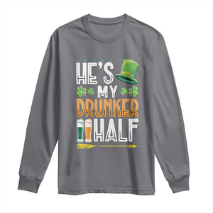 St Patrick's Day Couple Matching Long Sleeve Shirt He's My Drunker Half TS09 Charcoal Print Your Wear