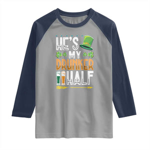 St Patrick's Day Couple Matching Raglan Shirt He's My Drunker Half TS09 Sport Gray Navy Print Your Wear