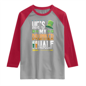 St Patrick's Day Couple Matching Raglan Shirt He's My Drunker Half TS09 Sport Gray Red Print Your Wear