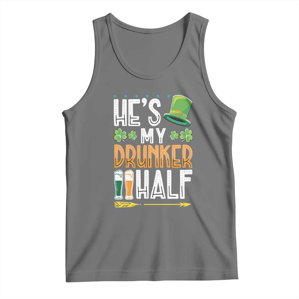 St Patrick's Day Couple Matching Tank Top He's My Drunker Half TS09 Black Heather Print Your Wear