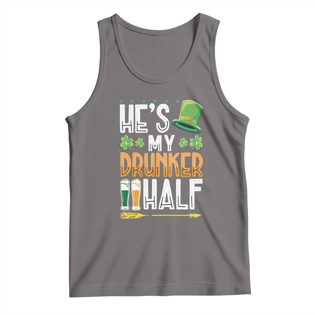 St Patrick's Day Couple Matching Tank Top He's My Drunker Half TS09 Deep Heather Print Your Wear