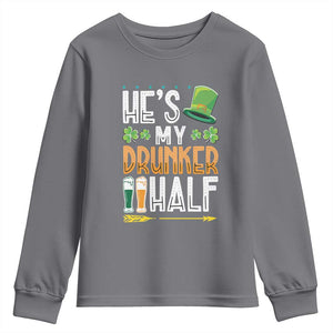 St Patrick's Day Couple Matching Youth Sweatshirt He's My Drunker Half TS09 Charcoal Print Your Wear