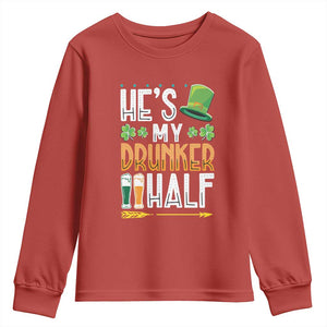 St Patrick's Day Couple Matching Youth Sweatshirt He's My Drunker Half TS09 Red Print Your Wear